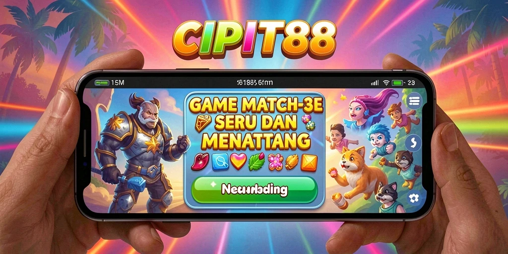Tampilan gameplay yang menarik dalam game Match-3 CIPIT88.