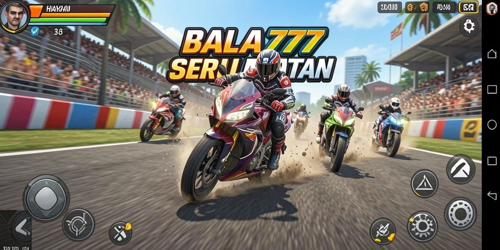 Gameplay seru HAYA777 saat balapan motor di trek menantang.