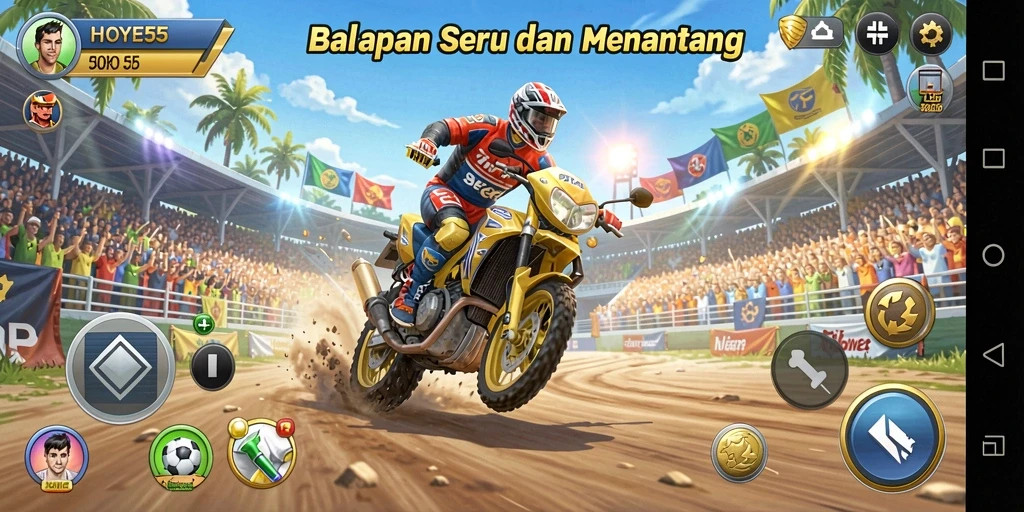 Gameplay menarik dari HOYE55 dengan balapan mendebarkan.