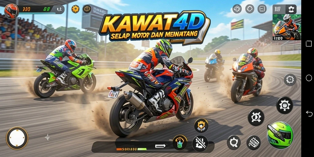 Tampilan menegangkan aksi balapan di KAWAT4D dengan motor kencang.