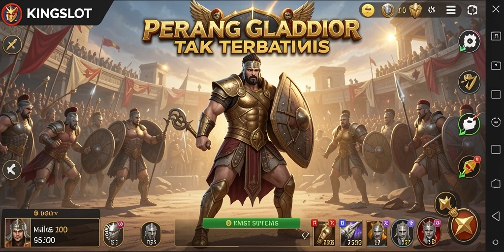 Tampilan gameplay intens dari KINGSLOT dengan karakter yang berjuang.