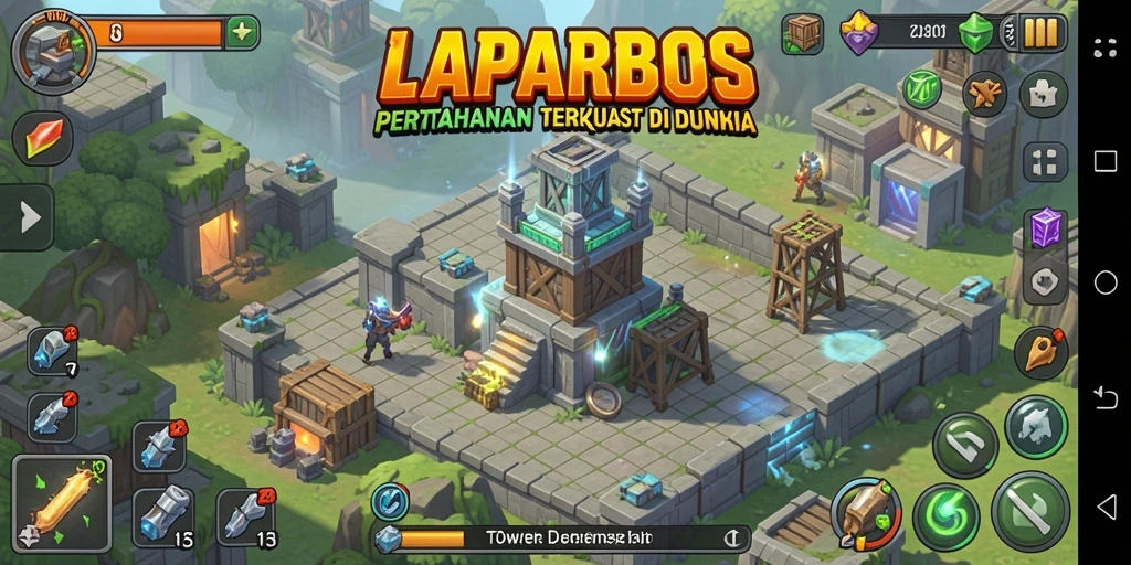 Tampilan gameplay LAPARBOS yang mendebarkan dan menantang dalam Tower Defense.
