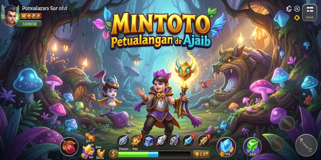 Screenshot gameplay MINTOTO menampilkan petualangan menegangkan di dunia fantastis.