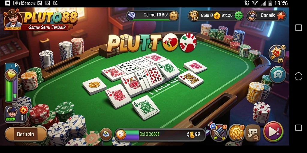 Tampilan gameplay seru dari PLUTO88 menampilkan suasana Domino yang nyata.