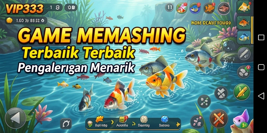 Tampilan gameplay <strong>VIP333</strong> dengan suasana memancing yang tenang dan indah.